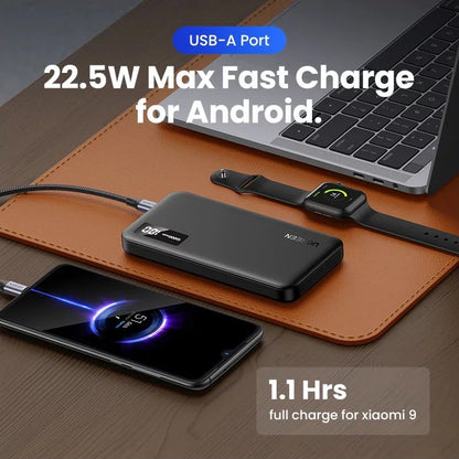 Външна батерия UGREEN PB311, 10000mAh, 22,5W, QC + PD, 1 x USB-C - 2 x USB-A, черна