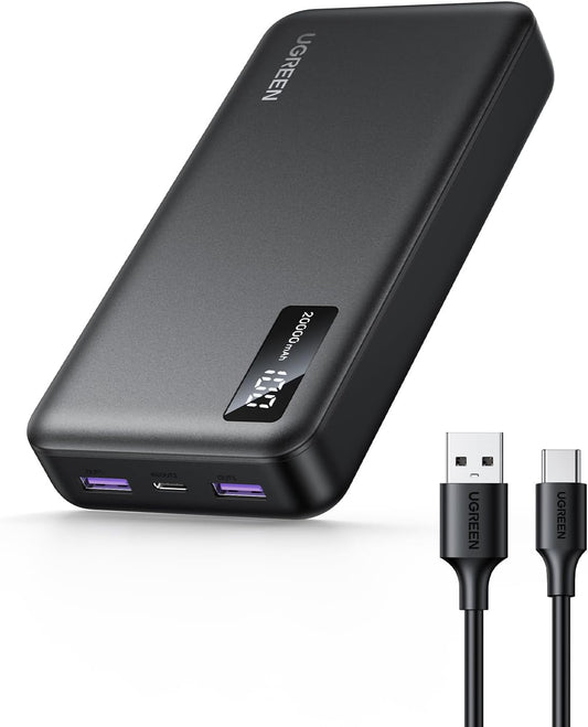 Външна батерия UGREEN PB312, 20000 mAh, 22,5 W, QC + PD, 1 x USB-C - 2 x USB-A, черна 