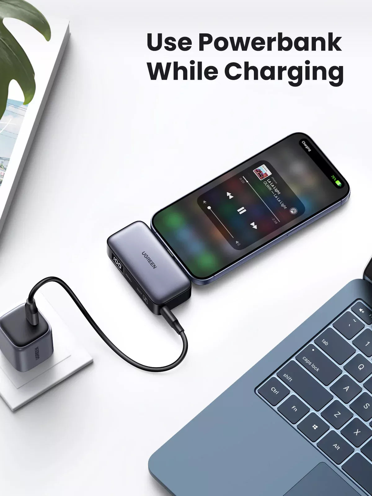 Външна батерия UGREEN PB503, 5000mAh, 22,5W, PD, 1 x USB-C, сива 
