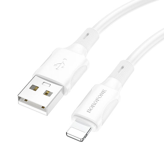 Data and Charging Cable USB-A - Lightning Borofone BX80 Succeed, 18W, 1m, White 