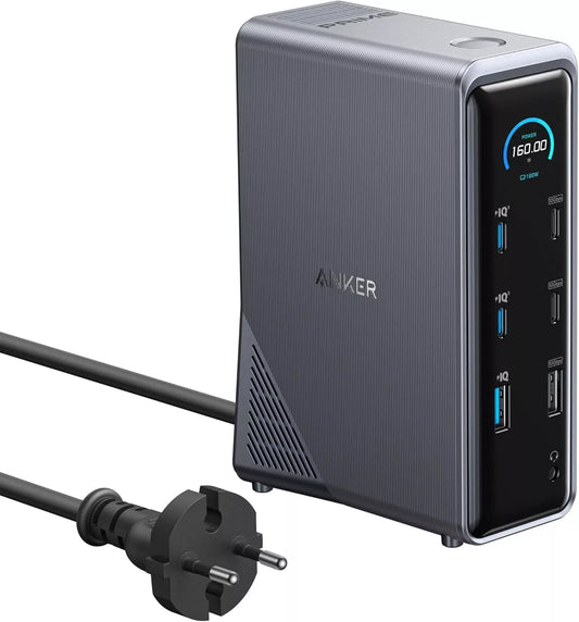 Hub USB-C Anker Prime 737, 2 x USB-A 3.0 - 3 x USB-A - 5 x USB-C - 2 x HDMI - 1 x Jack 3.5mm - 1 x RJ45, Черен A83B63A1