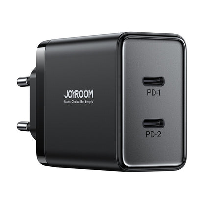 Network Charger Joyroom JR-TCF09, 40W, 3A, 2 x USB-C, Black 