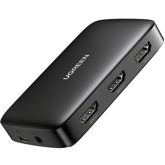 Видеопревключвател UGREEN CM332, 3 x HDMI - HDMI, черен 